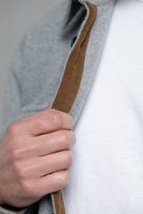 Dublin Herringbone Wool Blend Men's Shacket in Light Grey