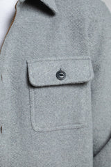 Dublin Herringbone Wool Blend Men's Shacket in Light Grey