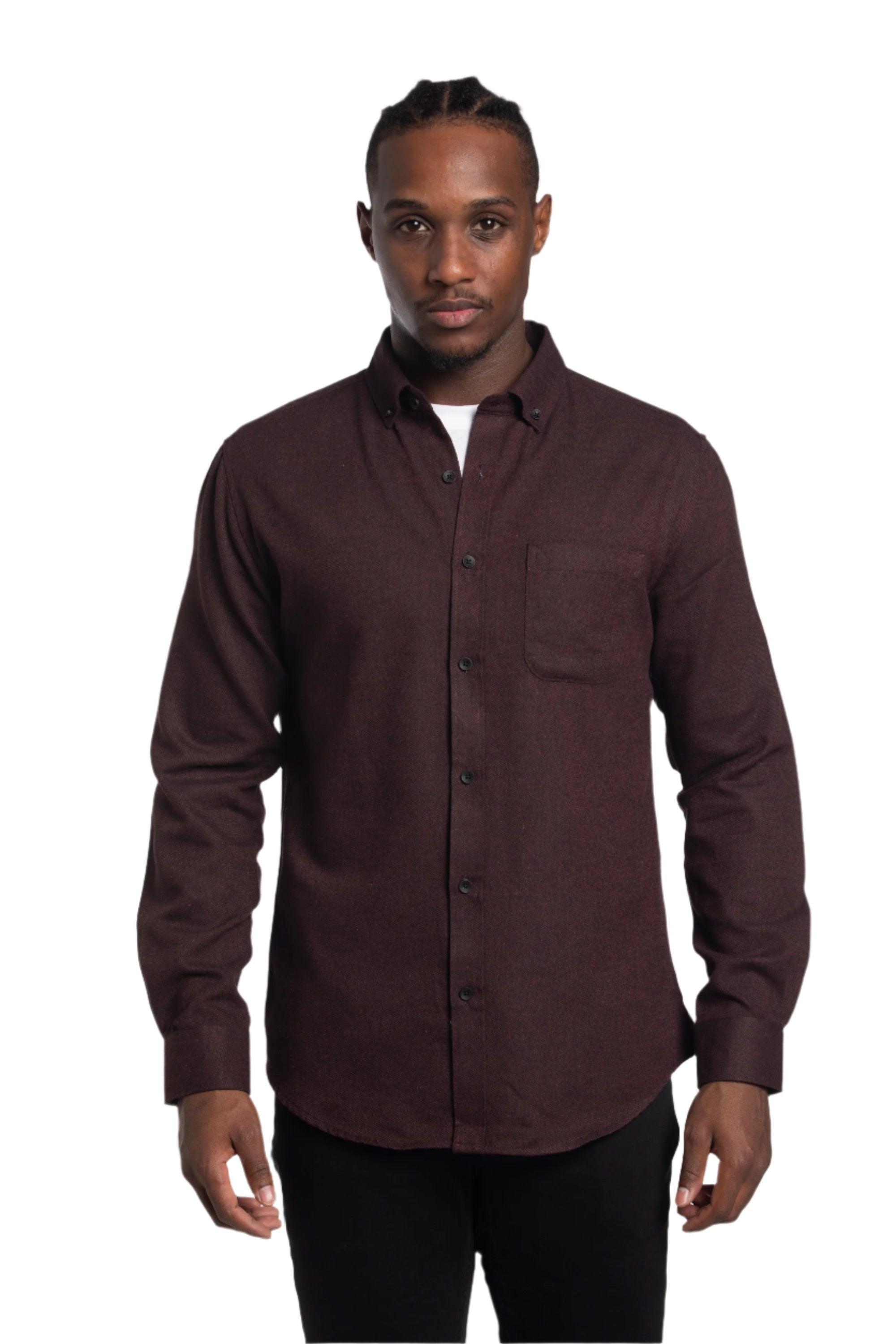 Bratislava Brushed Diagonal Twill Shirt in Eggplant
