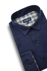 Greenan Brushed Diagonal Twill Shirt in Navy