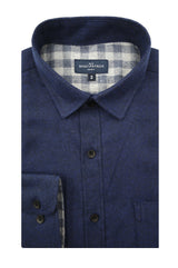 Greenan Brushed Diagonal Twill Shirt in Navy