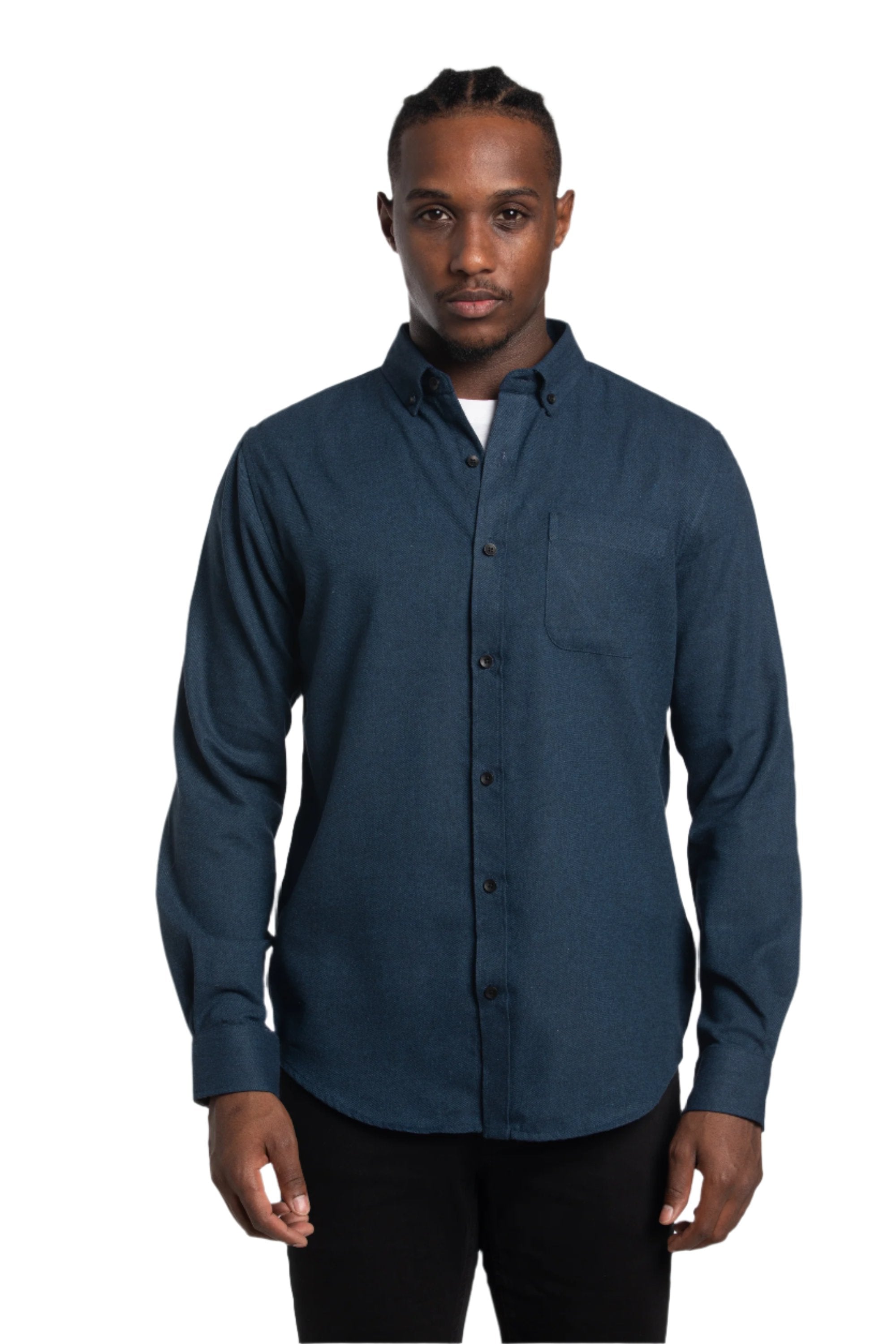 Vienna Brushed Diagonal Twill Shirt in Indigo
