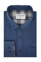 Vienna Brushed Diagonal Twill Shirt in Indigo