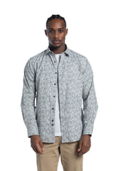 Tirana Poplin Shirt in Light Grey and Stone Blue
