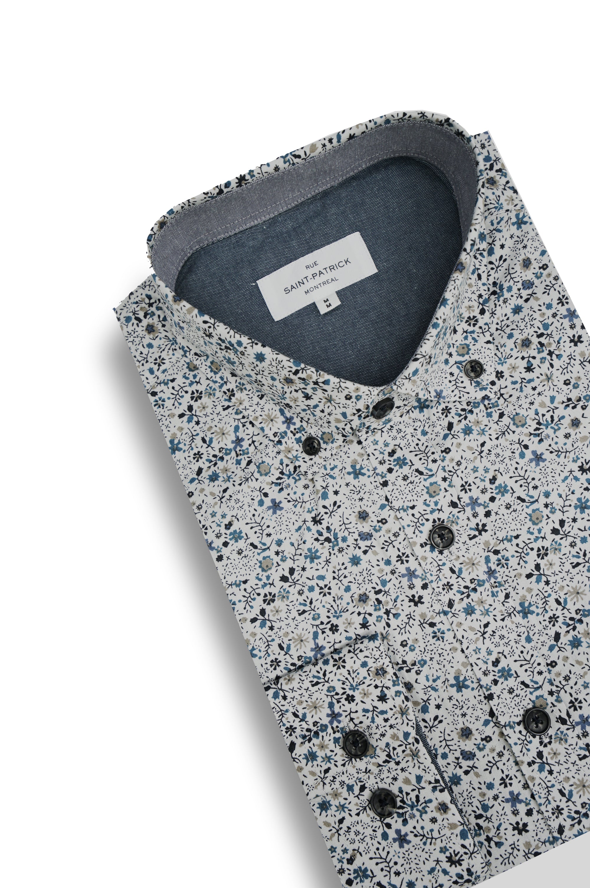Tirana Poplin Shirt in Light Grey and Stone Blue