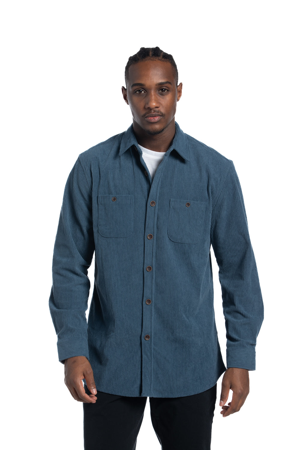 Calgary Corduroy Overshirt in Airforce Blue