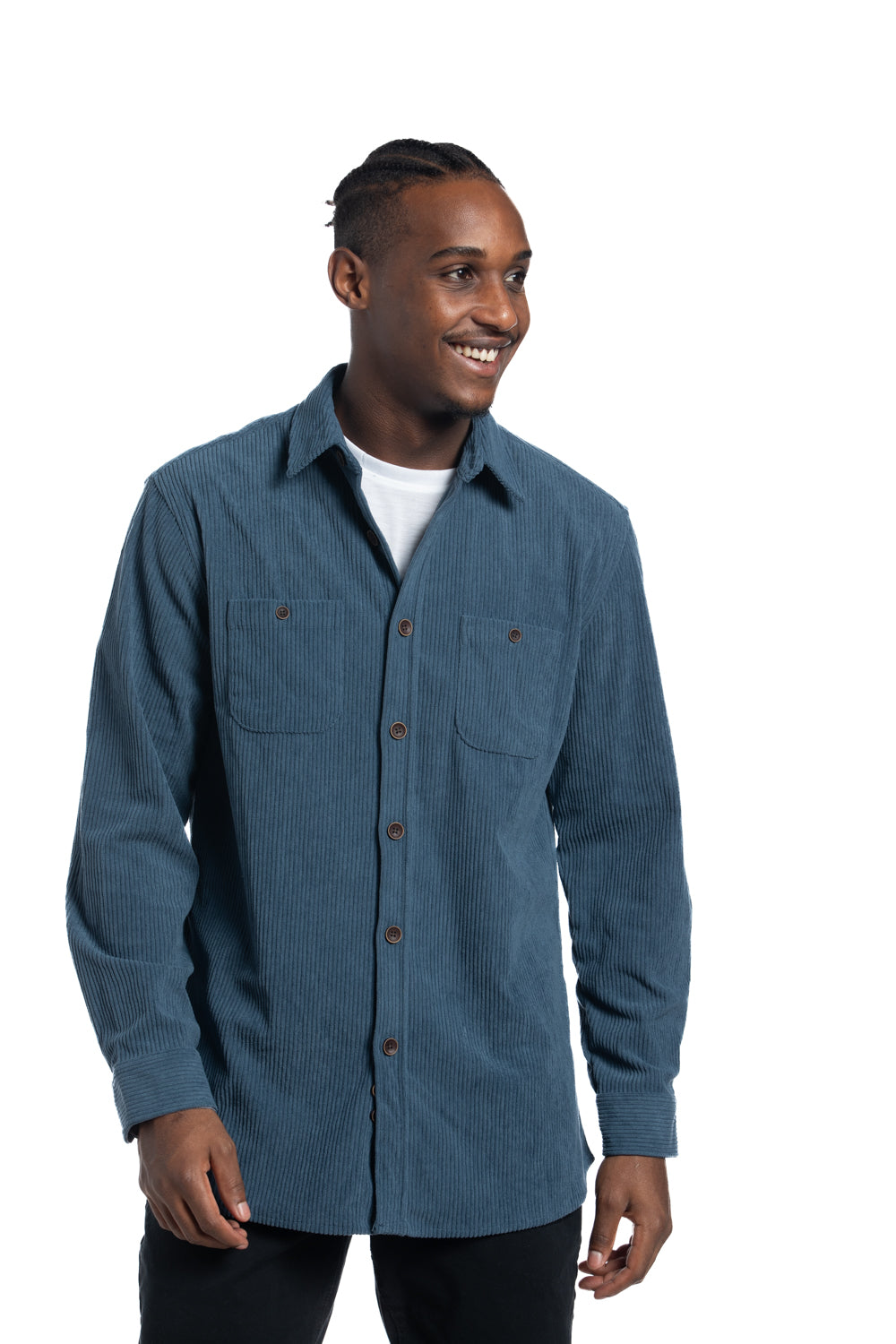Calgary Corduroy Overshirt in Airforce Blue