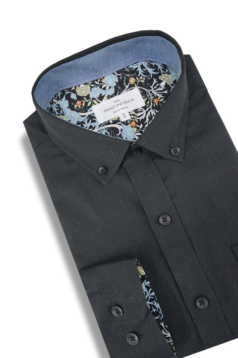 Leggananny Linen Long Sleeve Shirt in Black