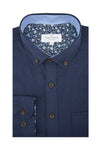 Killyleagh Linen Long Sleeve Shirt in Dark Navy
