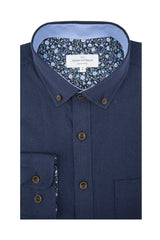 Killyleagh Linen Long Sleeve Shirt in Dark Navy