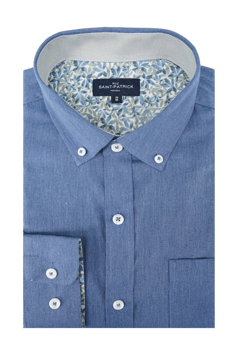 Kinsale Linen Long Sleeve Shirt in Airforce Blue