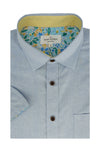 Lincolnshire Linen Blend Short Sleeve Shirt in Light Blue