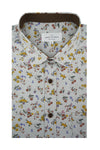 Chemise à manches courtes à imprimé floral de Bologne en gris étain