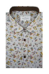 Chemise à manches courtes à imprimé floral de Bologne en gris étain