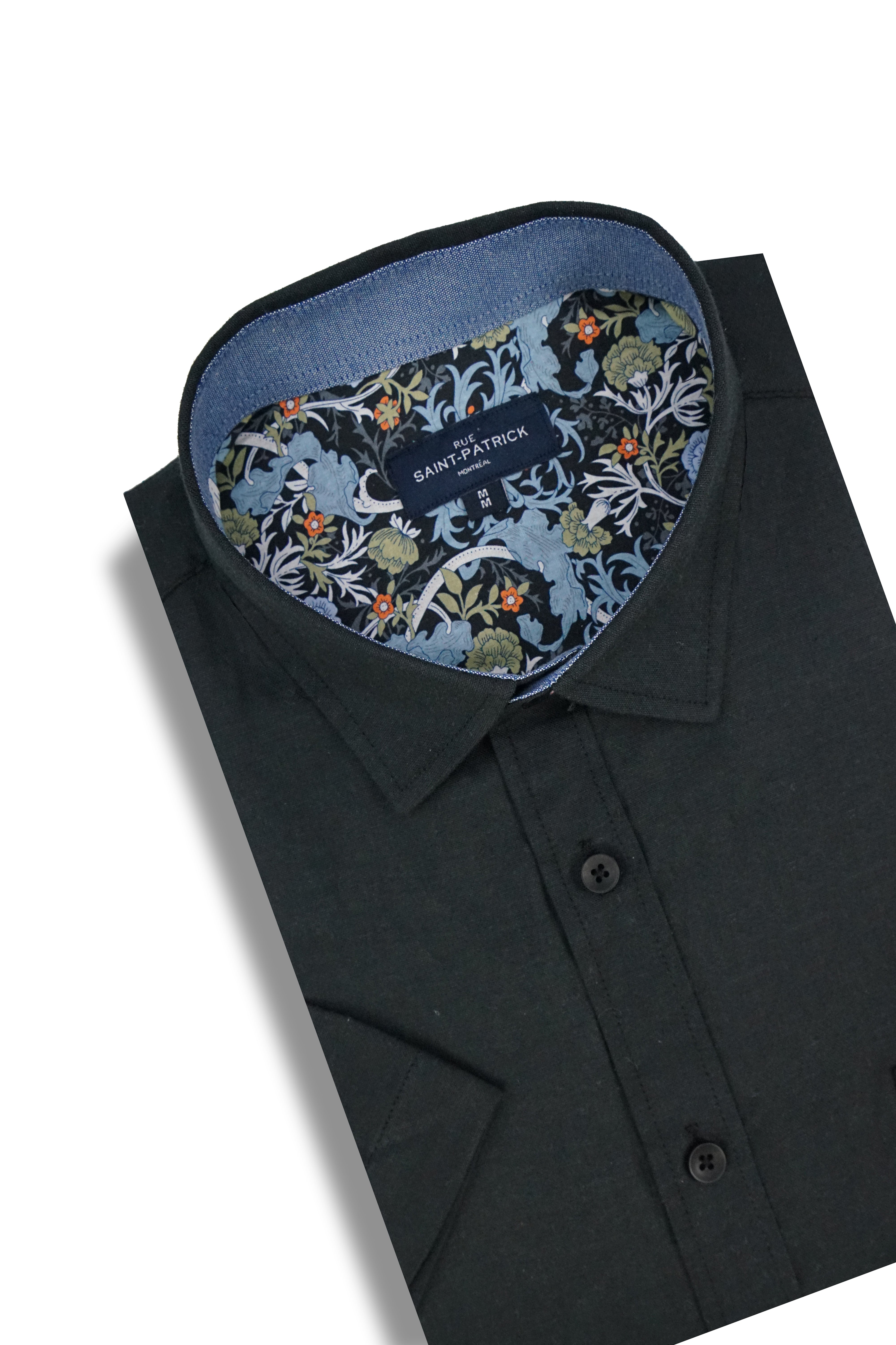 Chemise à manches courtes extensible Acapulco facile d'entretien en noir