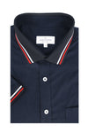 Castile Stretch Easy-Care Short Sleeve Hybrid Shirt in Navy