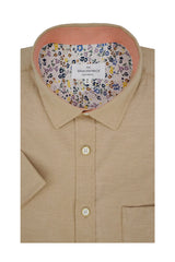 Capistrano Stretch Easy-Care Short Sleeve Shirt in Fuzzy Peach Orange