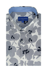 Tyrella Shamrock Short Sleeve Shirt in White and Navy
