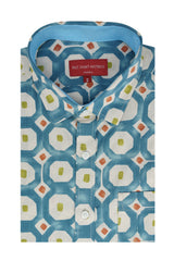 Spoleto Short Sleeve Shirt in Moonstone Blue and Lavender Grey