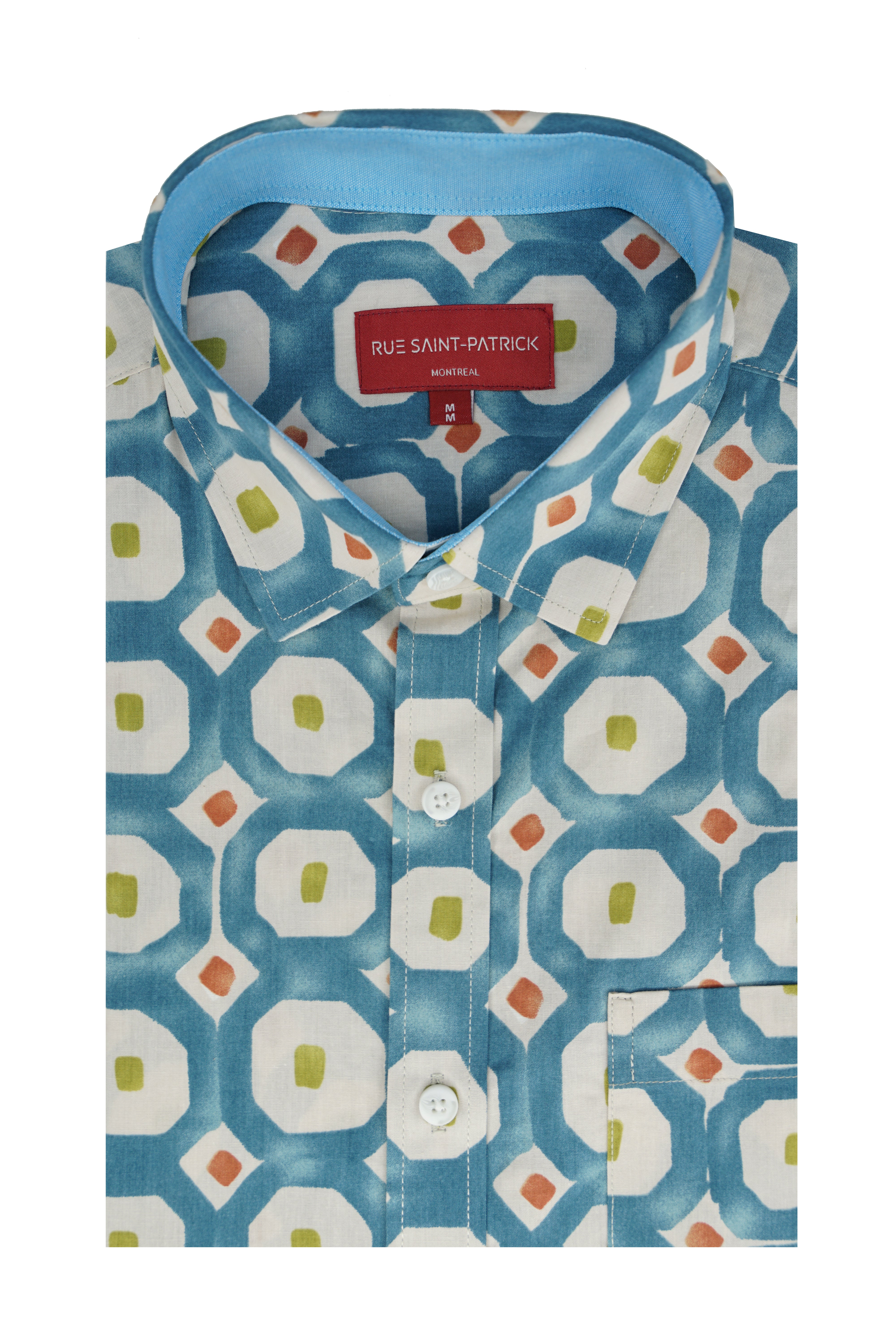 Spoleto Short Sleeve Shirt in Moonstone Blue and Lavender Grey