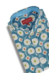 Spoleto Short Sleeve Shirt in Moonstone Blue and Lavender Grey