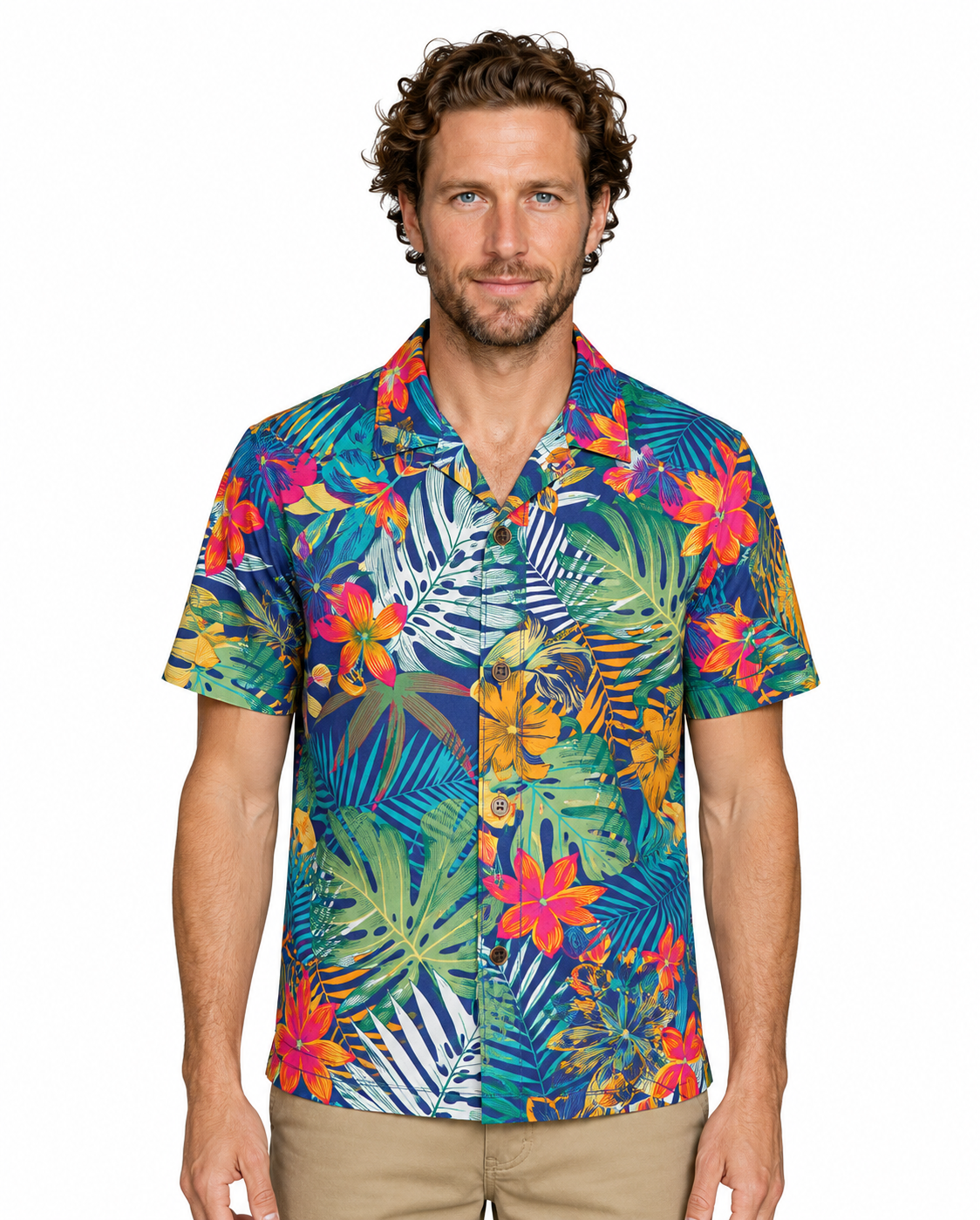 Arafura Short Sleeve Shirt in Laurel Green and Dark Slate Blue