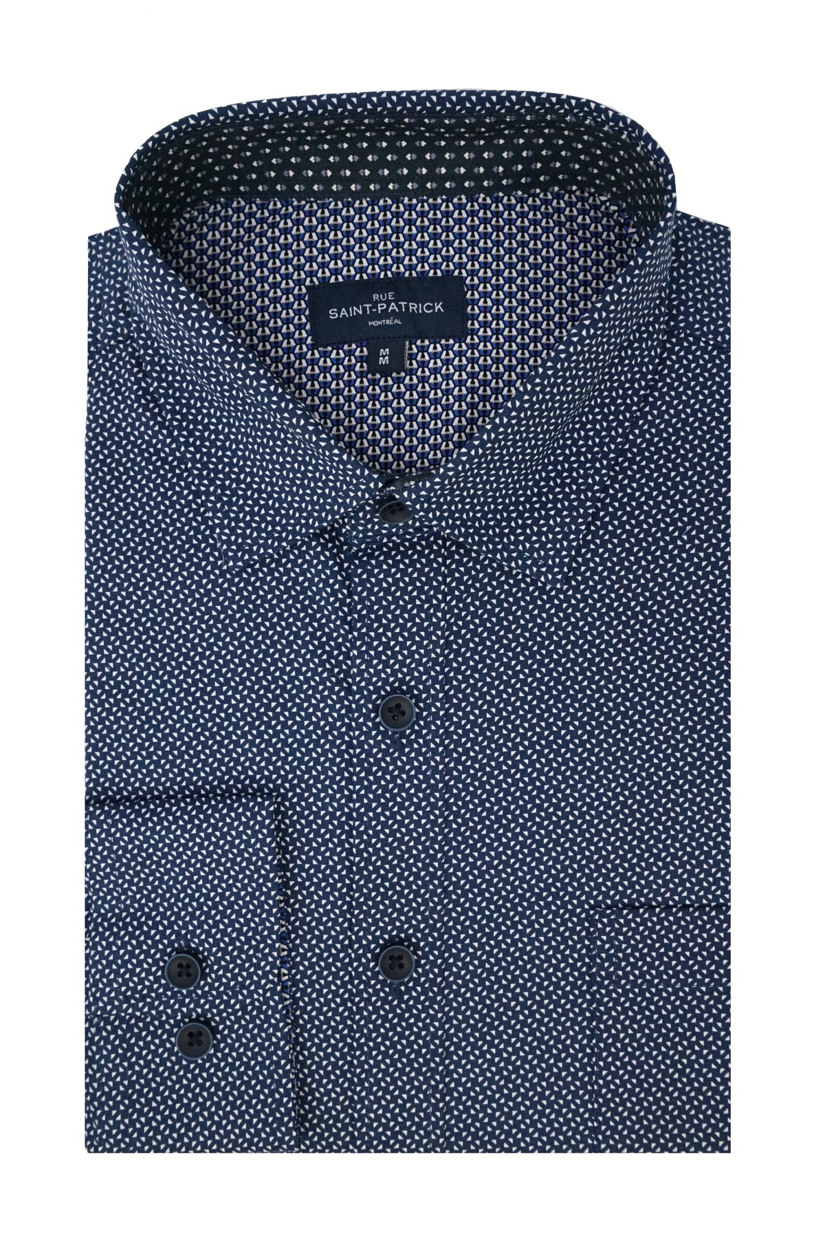 Chemise Patavium en popeline stretch bleu nuit et blanche