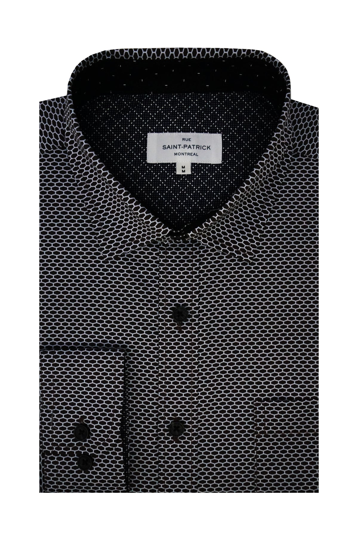 Vesontio Stretch Poplin Shirt in Dark Brown and White
