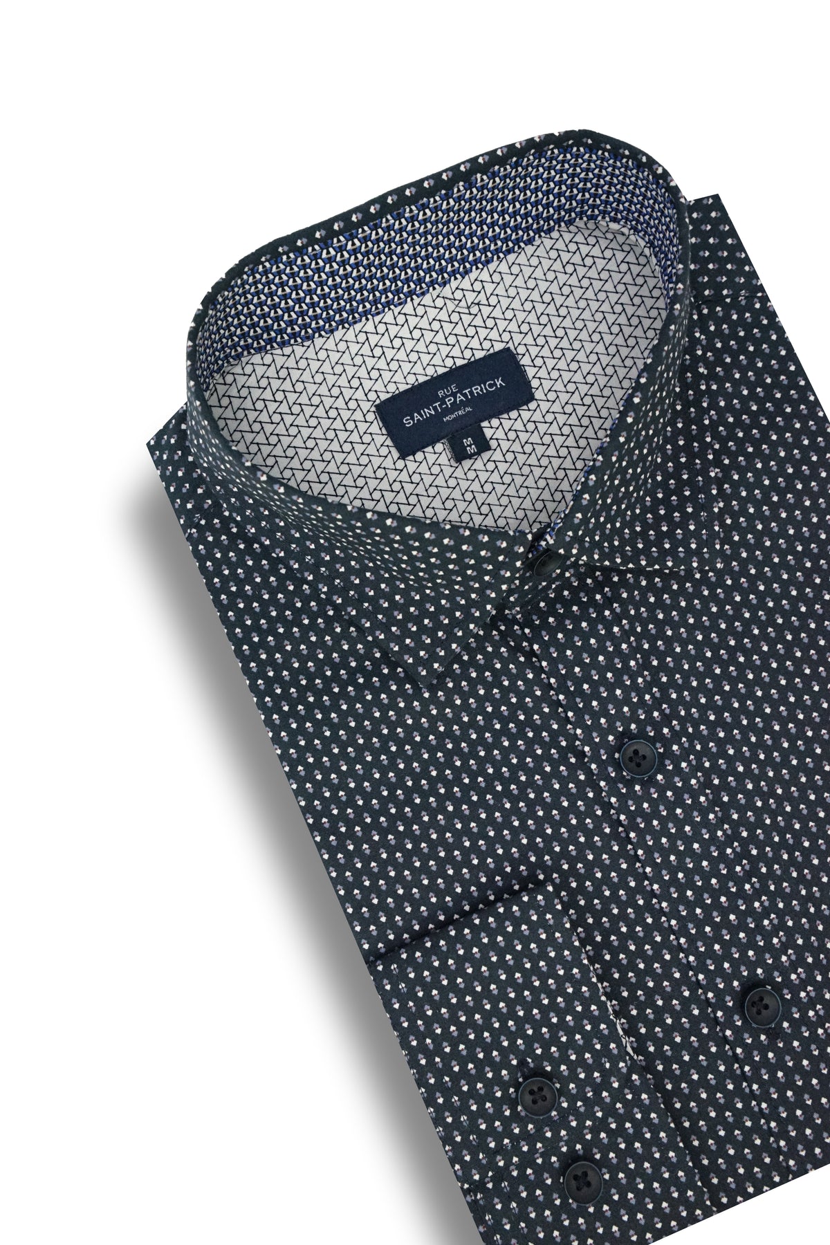 Chemise Divodurum en popeline stretch bleu marine foncé et quartz