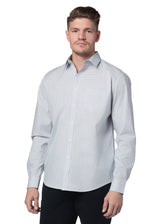 Chemise en popeline stretch dalmatie blanche et bleu ciel