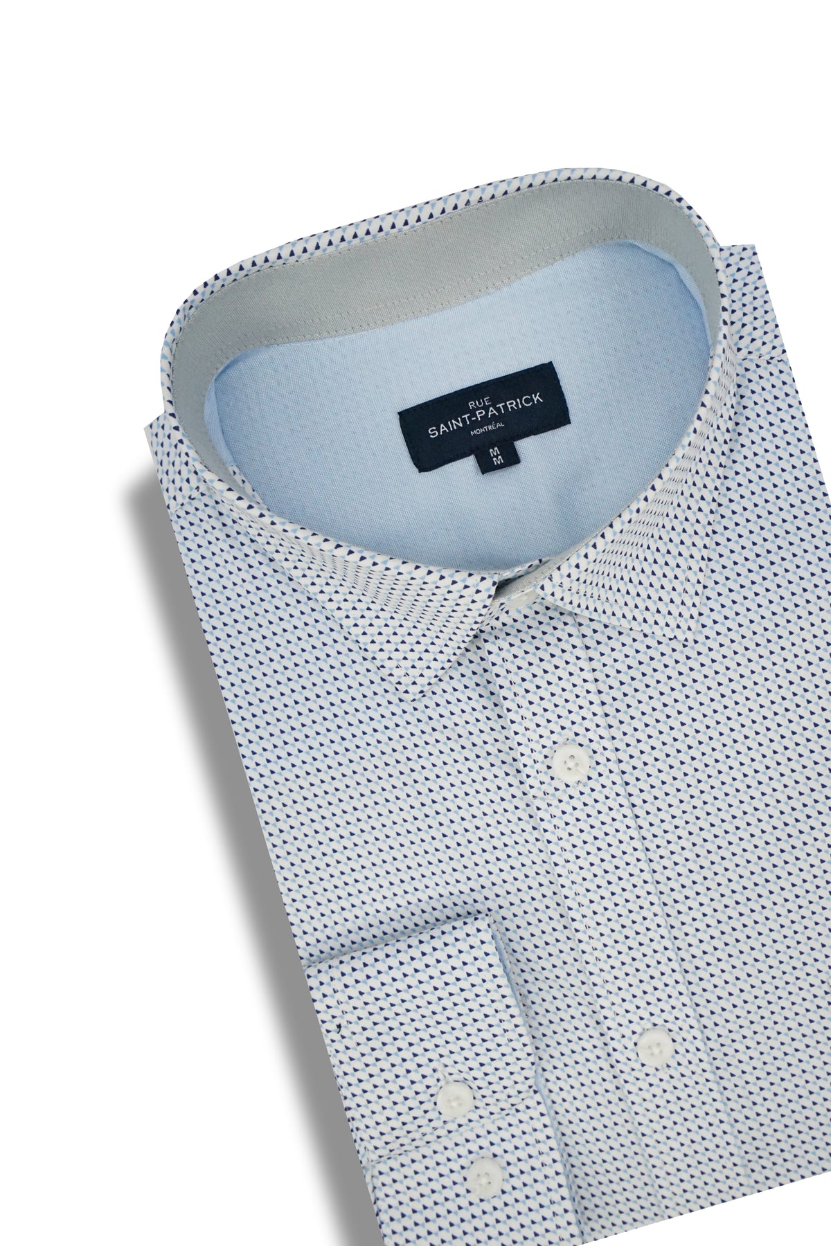 Chemise en popeline stretch dalmatie blanche et bleu ciel