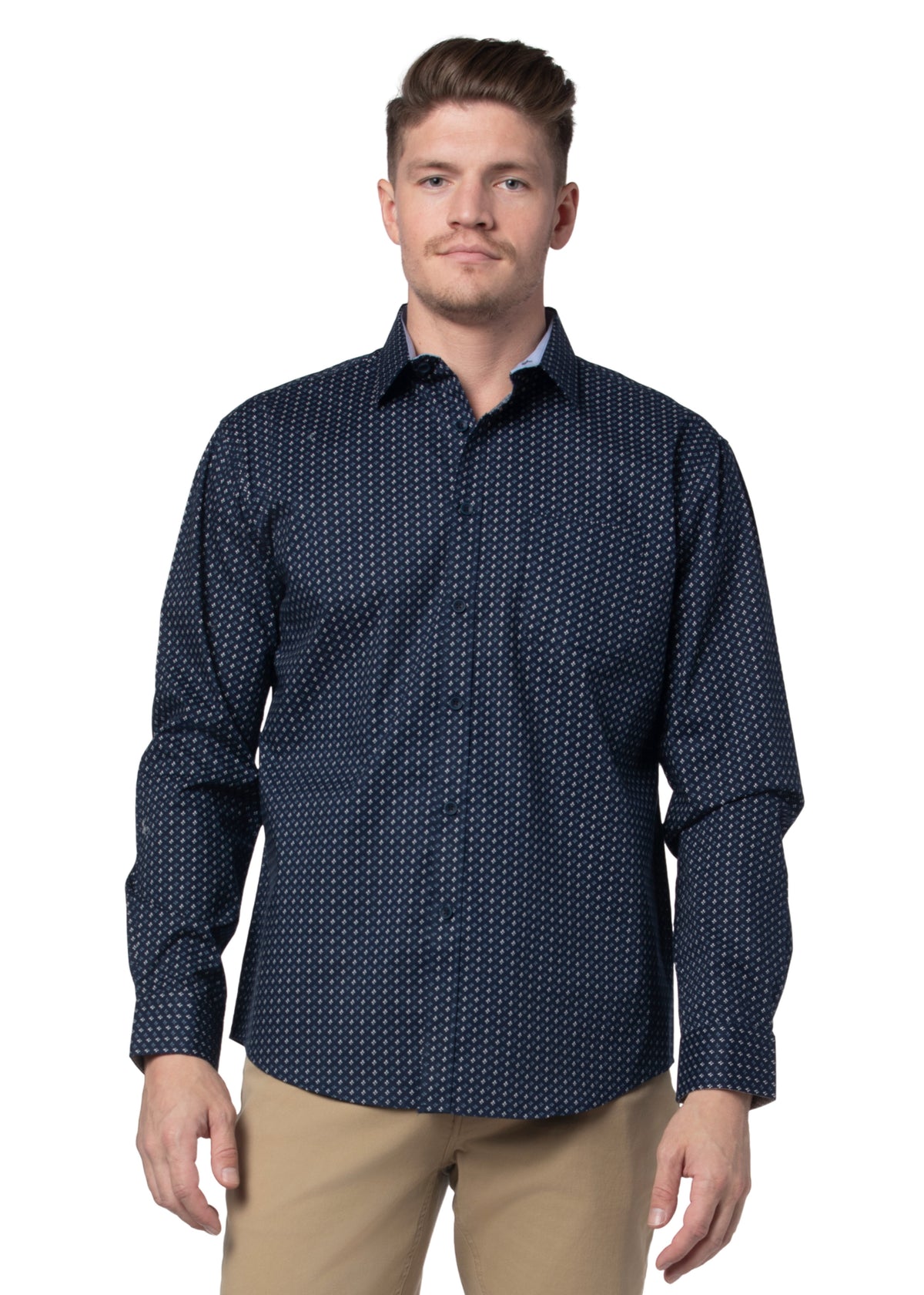 Chemise Lusitania en popeline stretch bleu marine