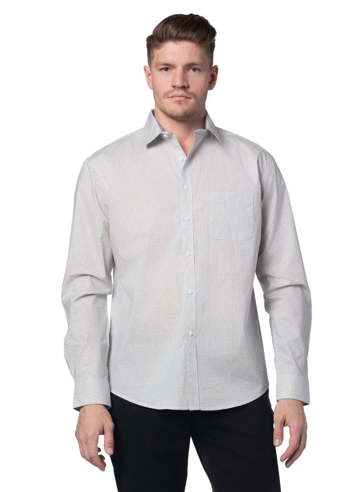 Chemise Byzacena en popeline stretch blanche et marine