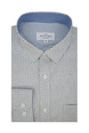 Chemise Byzacena en popeline stretch blanche et marine