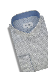 Chemise Byzacena en popeline stretch blanche et marine