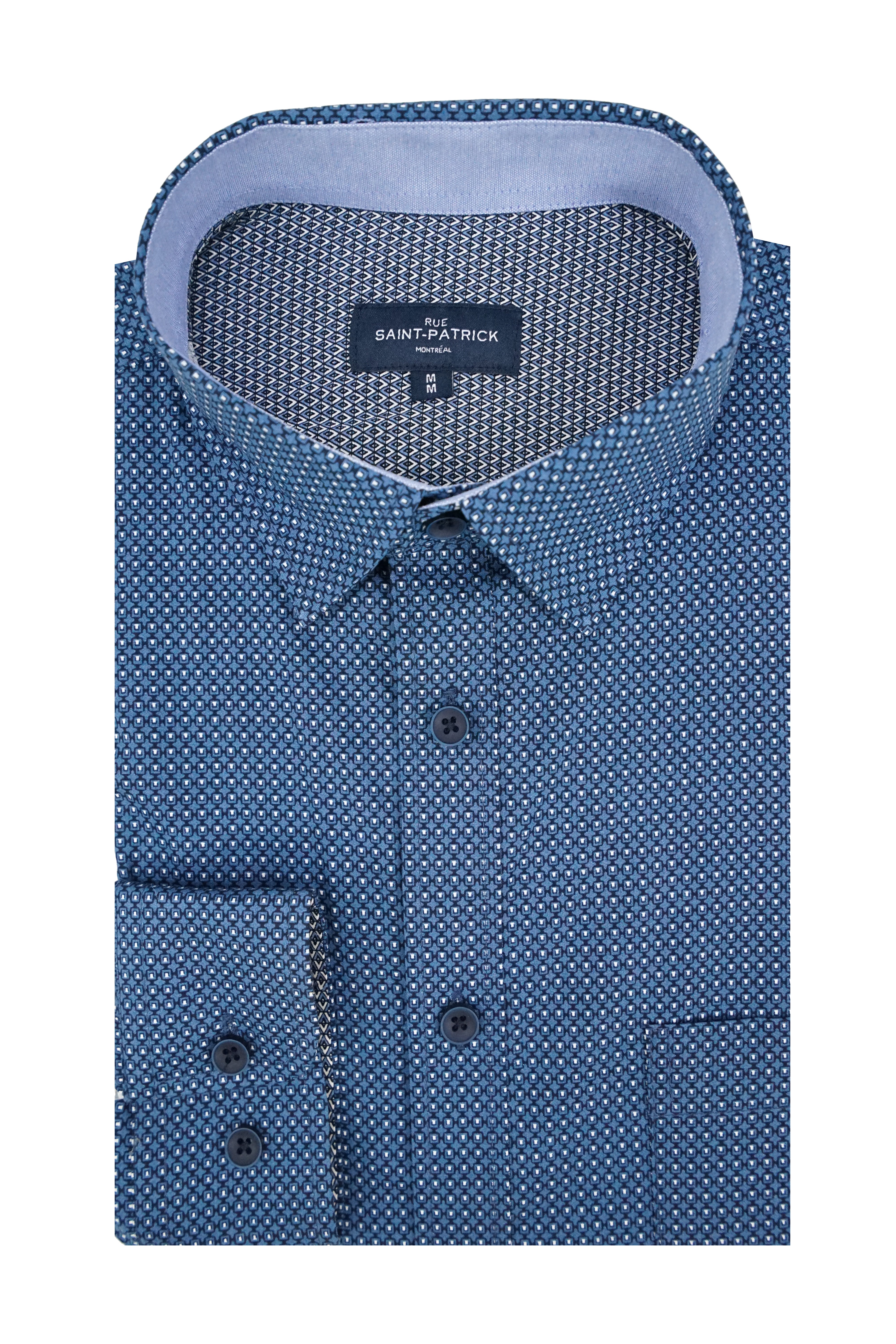 Mauretania Stretch Poplin Shirt in Teal Blue