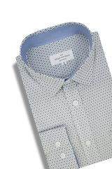 Cyrenaica Stretch Poplin Shirt in White and Navy