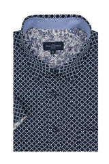 Corinth Short Sleeve Shirt in Navy and White
