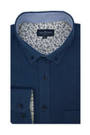 Basket Weave Long Sleeve Shirt in Indigo