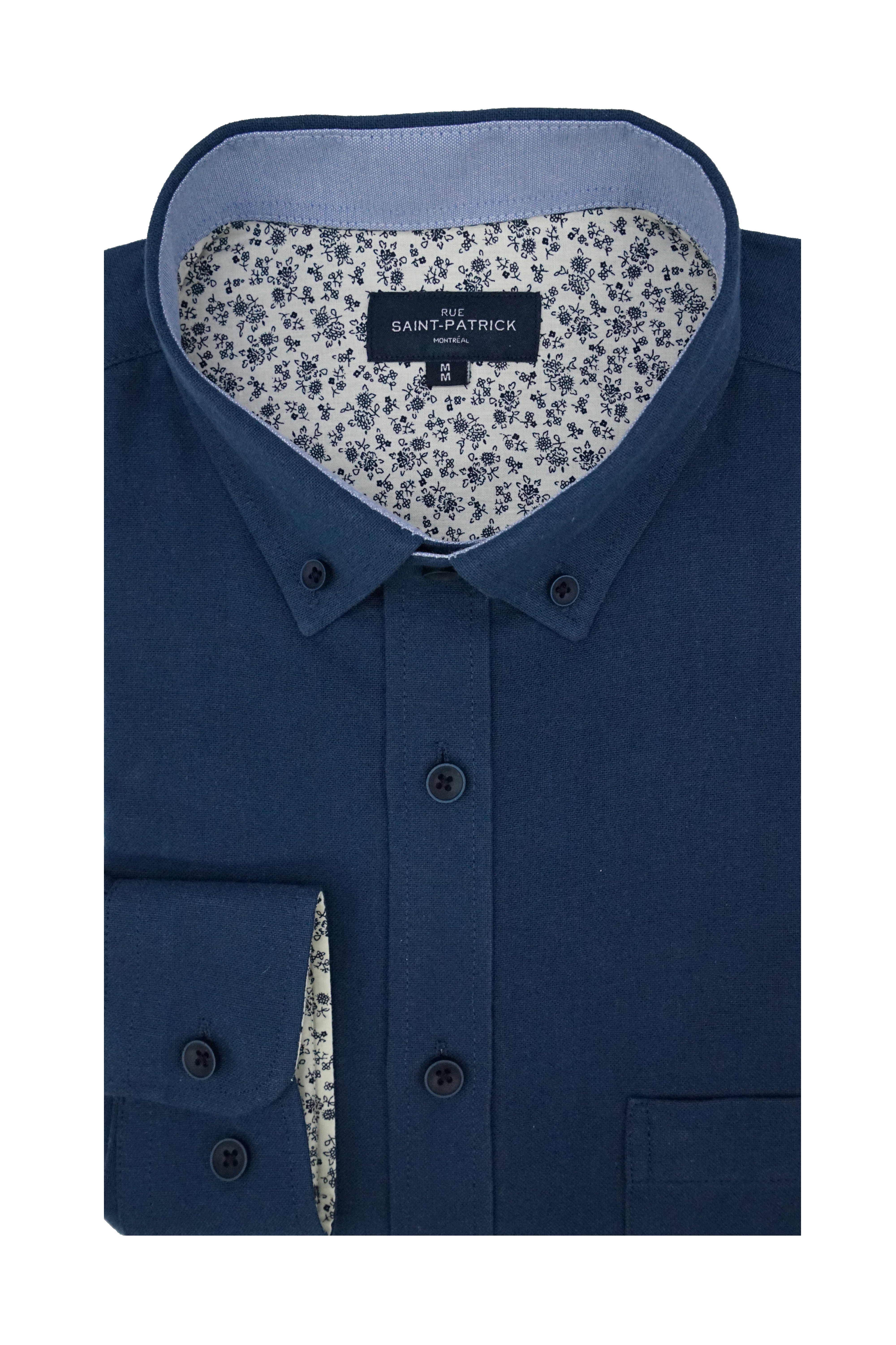 Basket Weave Long Sleeve Shirt in Indigo