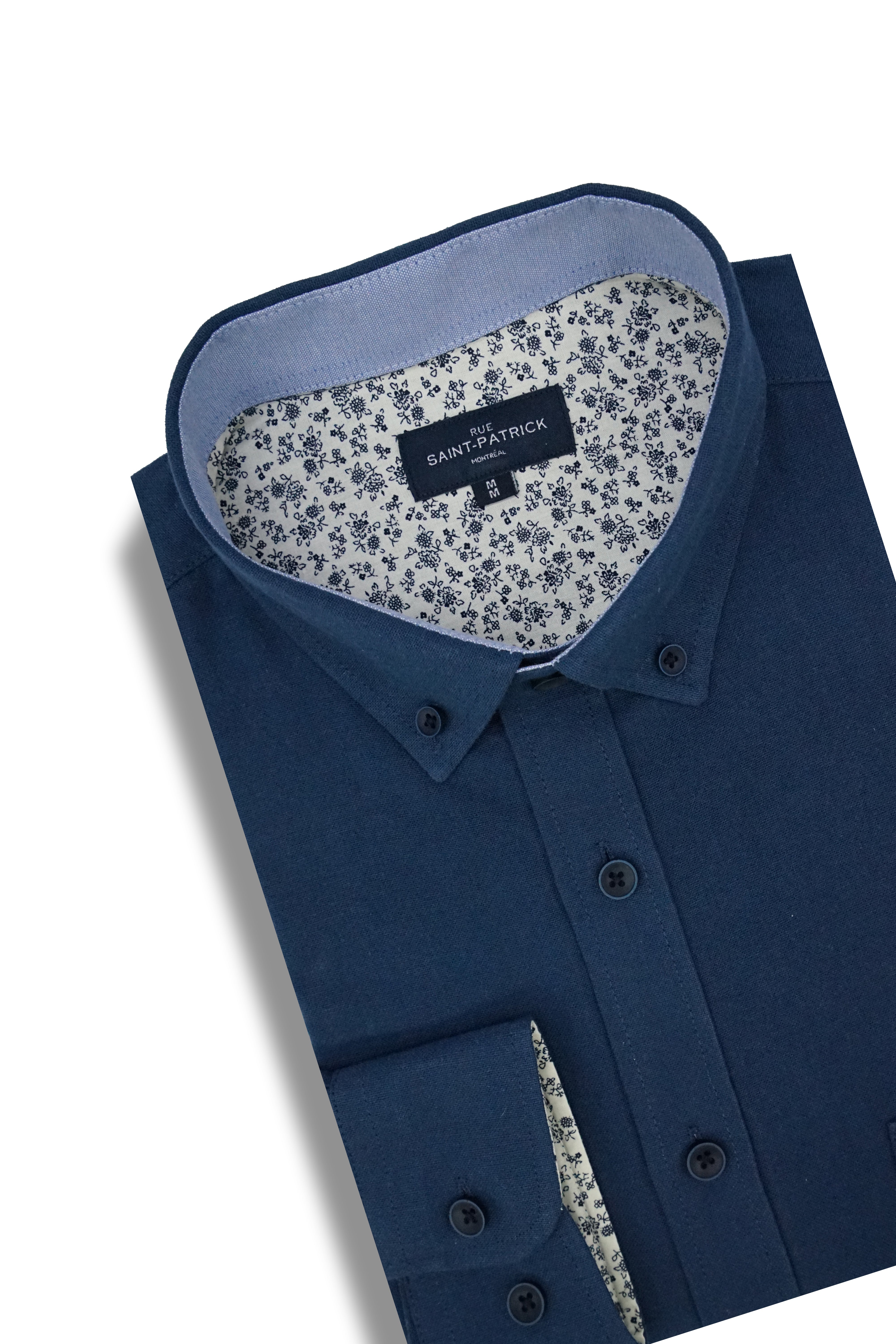 Basket Weave Long Sleeve Shirt in Indigo