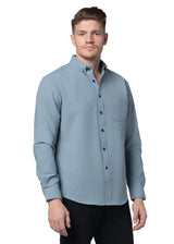 Basket Weave Long Sleeve Shirt in Ice Blue