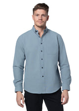 Basket Weave Long Sleeve Shirt in Ice Blue