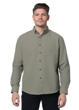 Basket Weave Long Sleeve Shirt in Silver Fern