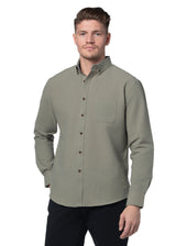 Basket Weave Long Sleeve Shirt in Silver Fern
