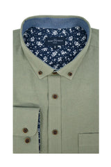 Basket Weave Long Sleeve Shirt in Silver Fern