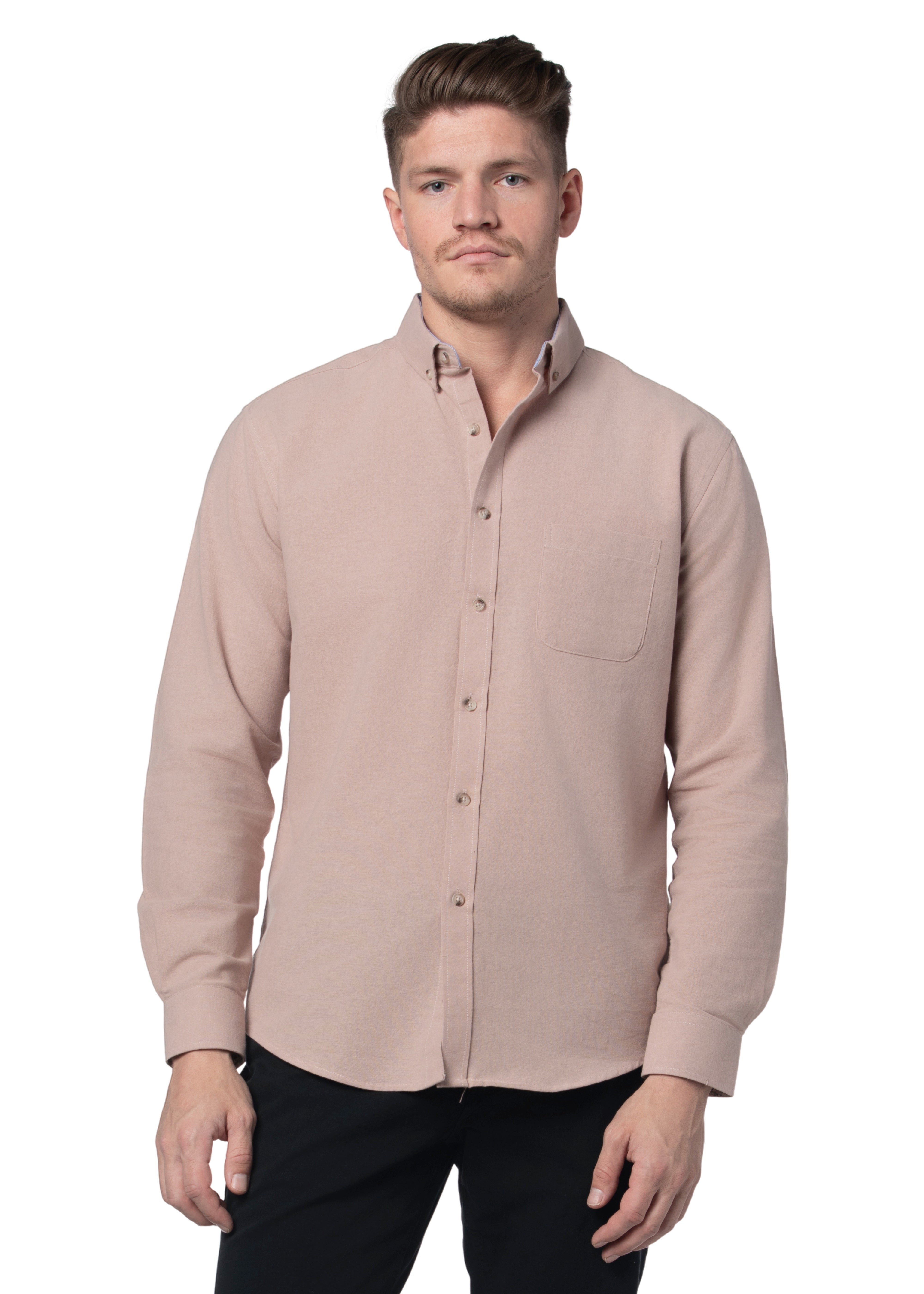 Basket Weave Long Sleeve Shirt in Dusty Rose