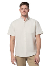 Basket Weave Short Sleeve Shirt in Parchment