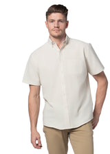 Basket Weave Short Sleeve Shirt in Parchment