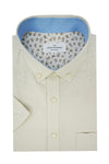 Basket Weave Short Sleeve Shirt in Parchment